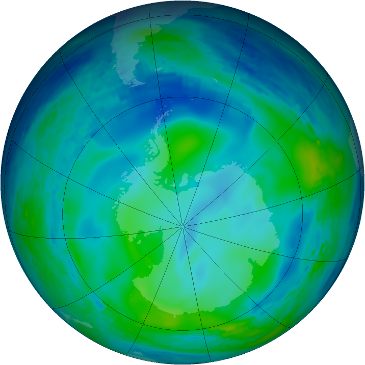 Antarctic ozone map for 26 May 1993